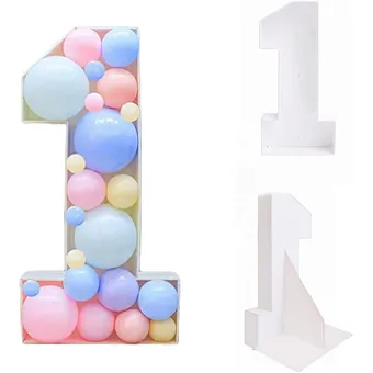 Diy Large Fillable Letters Mosaic Balloon Frame Custom Number Balloon Stand Box Birthday Wedding Party Decorations