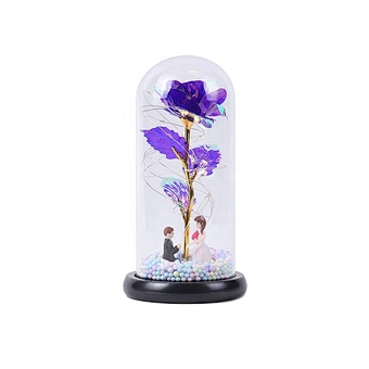 2023 Valentines Day Gift Idea 24k Gold Artificial Galaxy Flower LED Light Rose San Set Glass for Christmas Father's Mother's Day