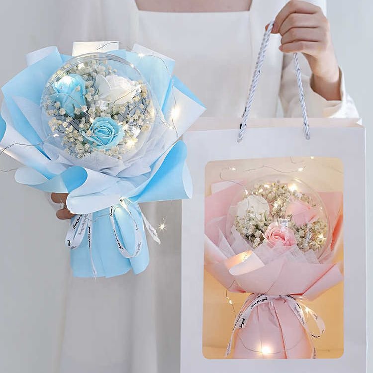 Mothers Day Gift 2024 Wedding Valentine Festival Novelty Gift Giant Dried Flowers Golden Touch Balloons Preserved Roses Bouquet