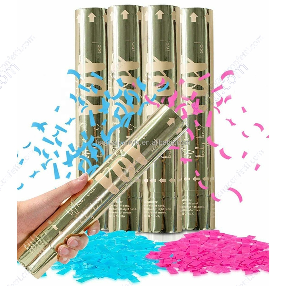 2024 Biodegradable Paper Powder Popper Confetti Cannon for Gender Reveal Baby Shower Party Boy or Girl