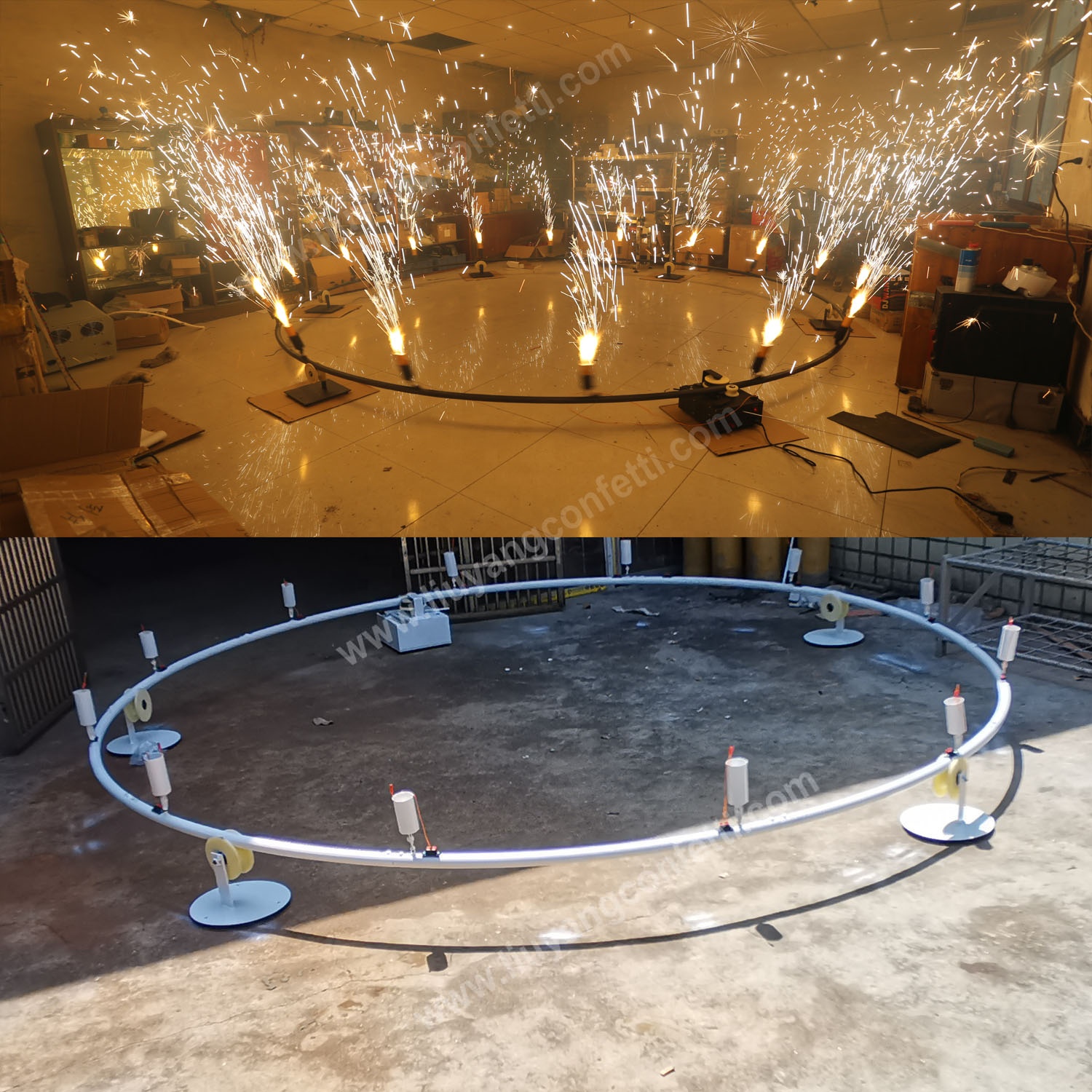 Cold Sparkler for Indoor Stages Modern 360 Degree Rotate Firing System Big Circle Ride Wedding Firework Fountain New Celebration