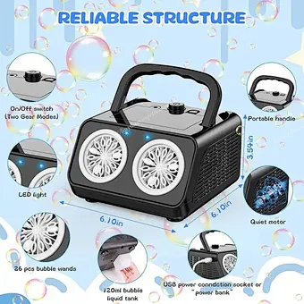 Double Hole Stage Bubble Machine Wedding Scene Atmosphere Celebration Portable Fully Automatic Bubble Blowing Portable Wedding