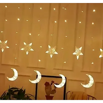 3.5m Hanging LED Moon Star Ramadan Light Curtain String Light EID Mubarak Decoration Ramadan Kareem Muslim Party Decor