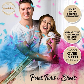 Boy & Girl Baby Shower Gender Reveal Confetti Powder Cannon New Year Party Supplies Popper Smoke Powder Confetti Stick Cannon
