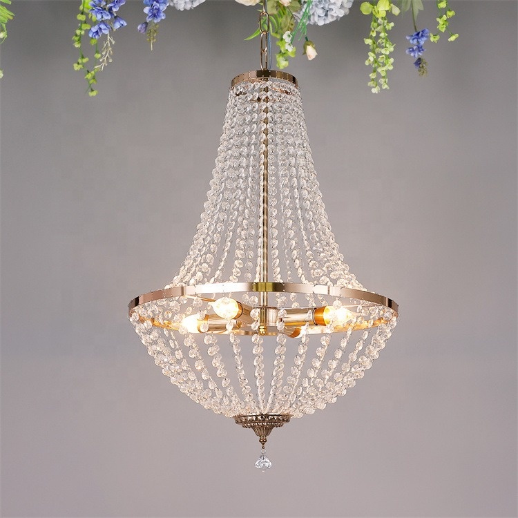 Event Ceiling Luxury Round Prop Iron Crystal Decoration Lamp Chandelier Pendant Hanging Modern Hotel Marriage Wedding Light