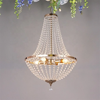 Event Ceiling Luxury Round Prop Iron Crystal Decoration Lamp Chandelier Pendant Hanging Modern Hotel Marriage Wedding Light