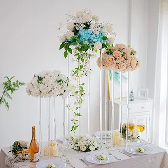 80cm Tall Transparent Decorative Flower Arrangement clear Acrylic Flower Stand for Wedding Table Centerpiece