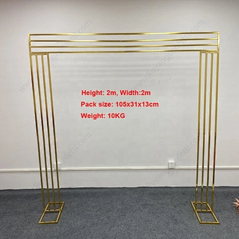 Artificial Event Decoration Stage Supplies Party Gold Stainless Steel Frame Flower Stand Wedding Arch Pipe Drape Backdrop