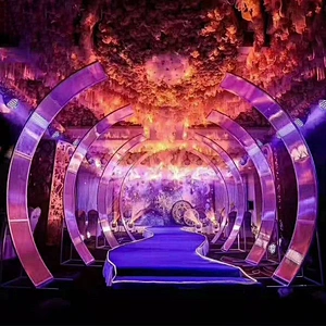 Decor Stage Gold Arch Background Supplies Outdoor Indoor Party Circle Reusable Removable Iron Round Acrylic Wedding Backdrop