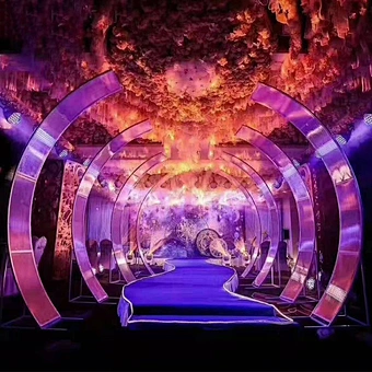 Decor Stage Gold Arch Background Supplies Outdoor Indoor Party Circle Reusable Removable Iron Round Acrylic Wedding Backdrop