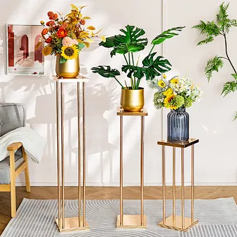 4 Size Iron Removable Metal Gold Wedding Flowers Table Stands Decorations Vase Wedding Centerpieces Stage Decorations