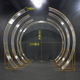 Decor Stage Gold Arch Background Supplies Outdoor Indoor Party Circle Reusable Removable Iron Round Acrylic Wedding Backdrop