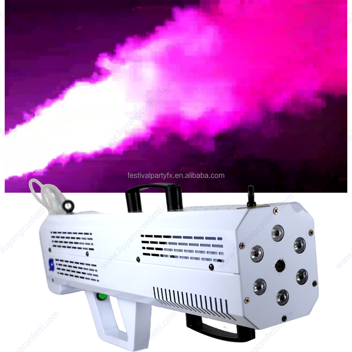 Factory Price 1500W Portable RGB LED Smoke Jet Fog Gun Machine Handheld Stage FX for Wedding Event Night Club Disco DJ Parties