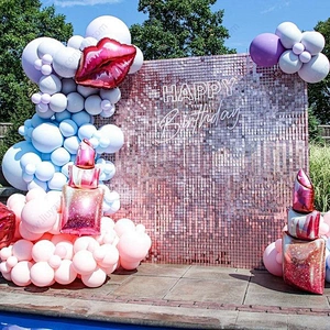 New Colors Interlock Grid Panel Sequin Panels Shimmer Wall Backdrop for Wedding Events Birthday Party Decoration