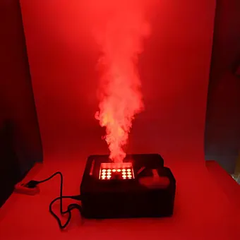 1500W High Capacity Vertical Fog Machine Wireless Remote Control DMX Fog Machine for Stage Party 24pcs RGB LEDs