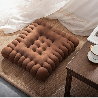 Modern Life Woven Sofa Cushion Cookie Shape Japanese Tatami Bedroom Chair Mat Solid Color Plush Cookie Cushion