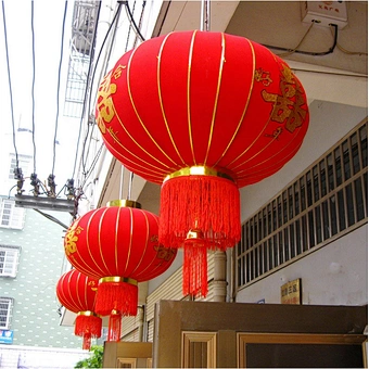 Water Proof Outside Chinese Lanterns New Year Lantern Decorative Hanging Flocking Lanterns