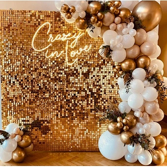 Silver Gold White Black Interlocking Glitter Sequin Panels Shimmer Wall Backdrop for Wedding Parties