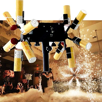 Cold Pyro Wedding Decor Wheel Remote Control Rotating Indoor Pyrotechnic Stage Fountain Machine Firework Firing System