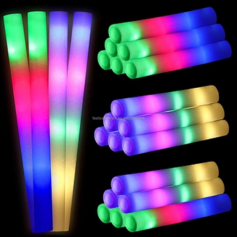Wholesale RGB Custom Logo Cheering Glowing Light up Party Led Foam Sticks for Concert Parties Neon Party
