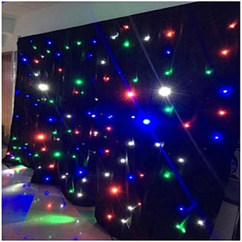 Upgrade DMX Control Twinkle 300 LED Light Led Wedding Lighted Star Curtain Cloth Backdrop for Indoor Outdoor Stage