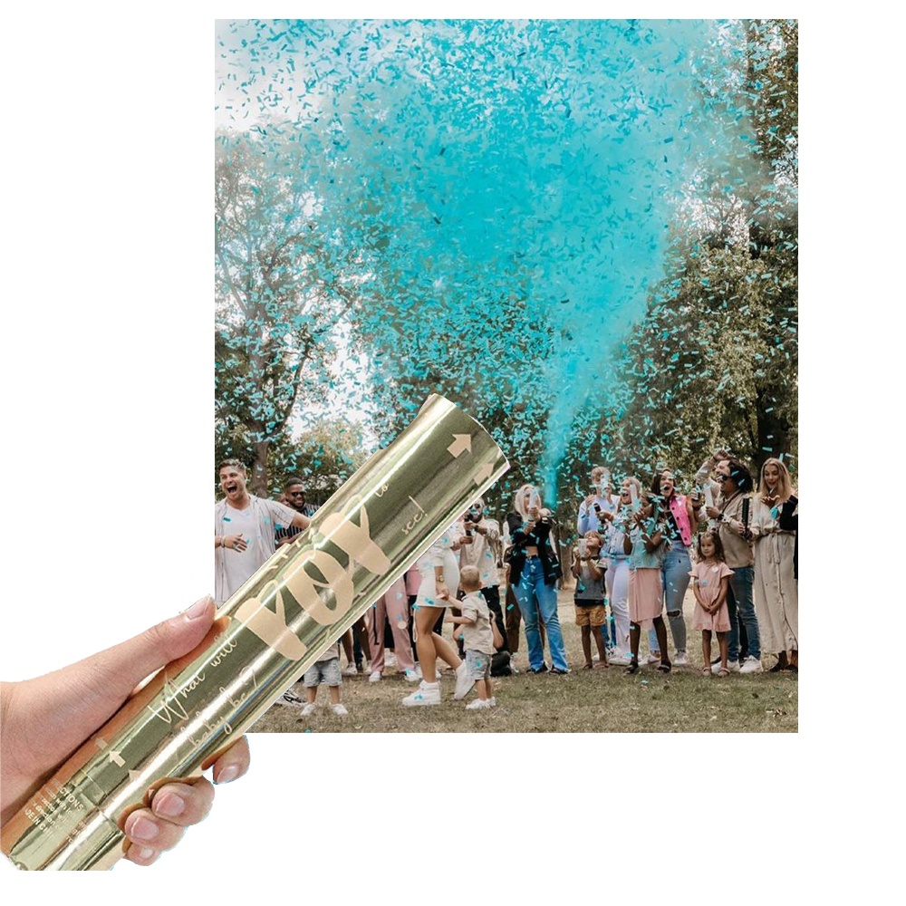 Boy & Girl Baby Shower Gender Reveal Confetti Powder Cannon New Year Party Supplies Popper Smoke Powder Confetti Stick Cannon