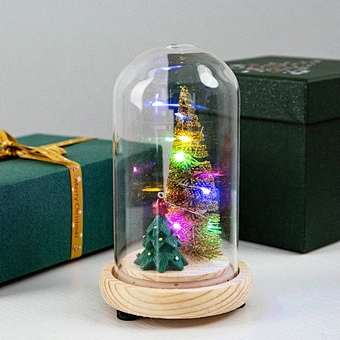 Christmas Creative Valentine's Day Gift Simulation Flower Glass Cover Decoration Luminous LED Small Night Lamp Sunflower Rose