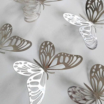 3d Wall Window Tattoo Decoration Gold Hollow-out Decals Art Decor Party Home Cake Acrylic Crafted Light Butterfly Sticker
