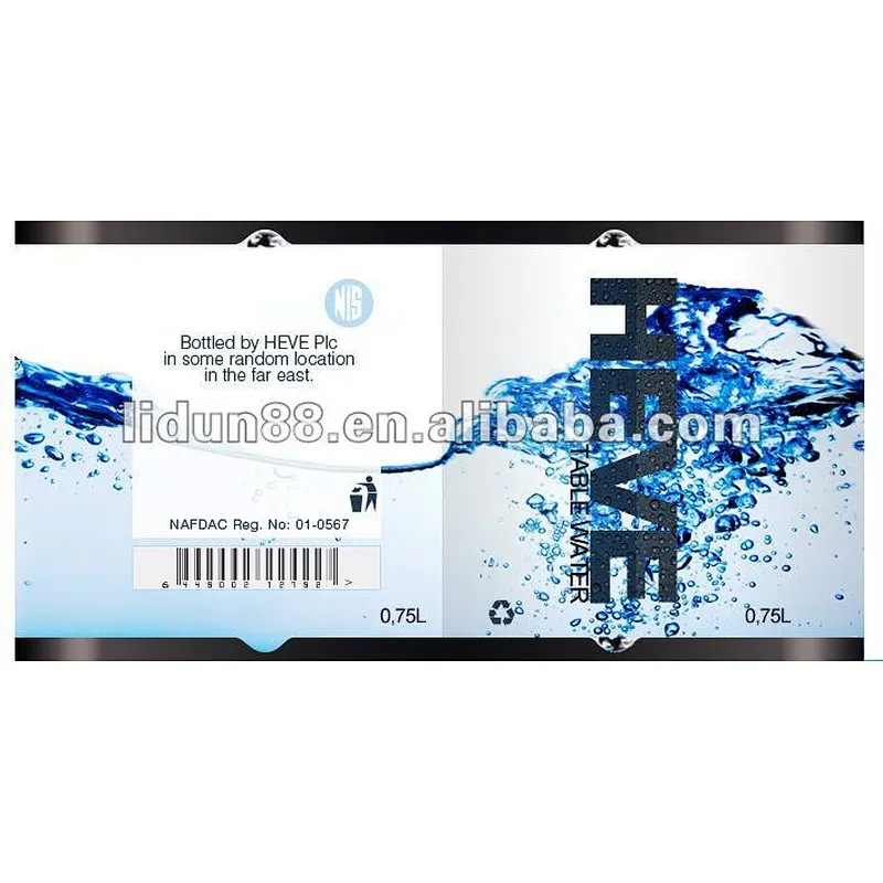 custom water bottle self adhesive label sticker