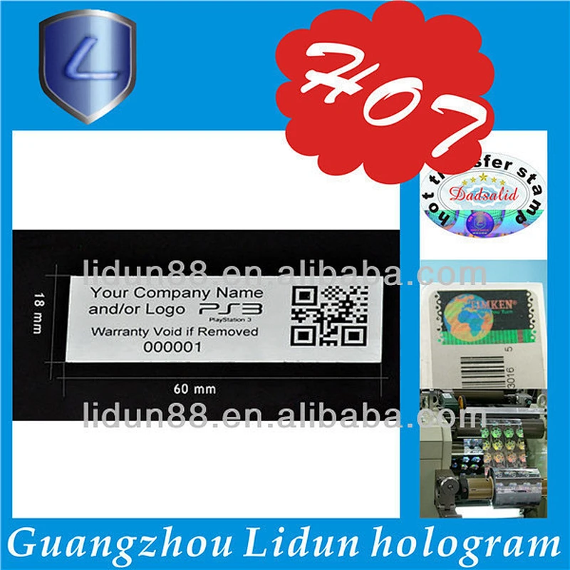 High security destructible holographic fragile label