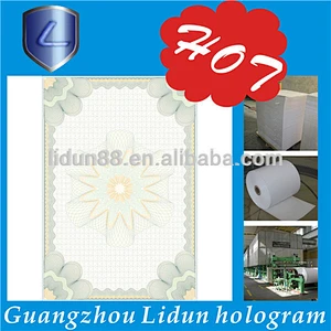 safety holographic paper/watermark certificate paper