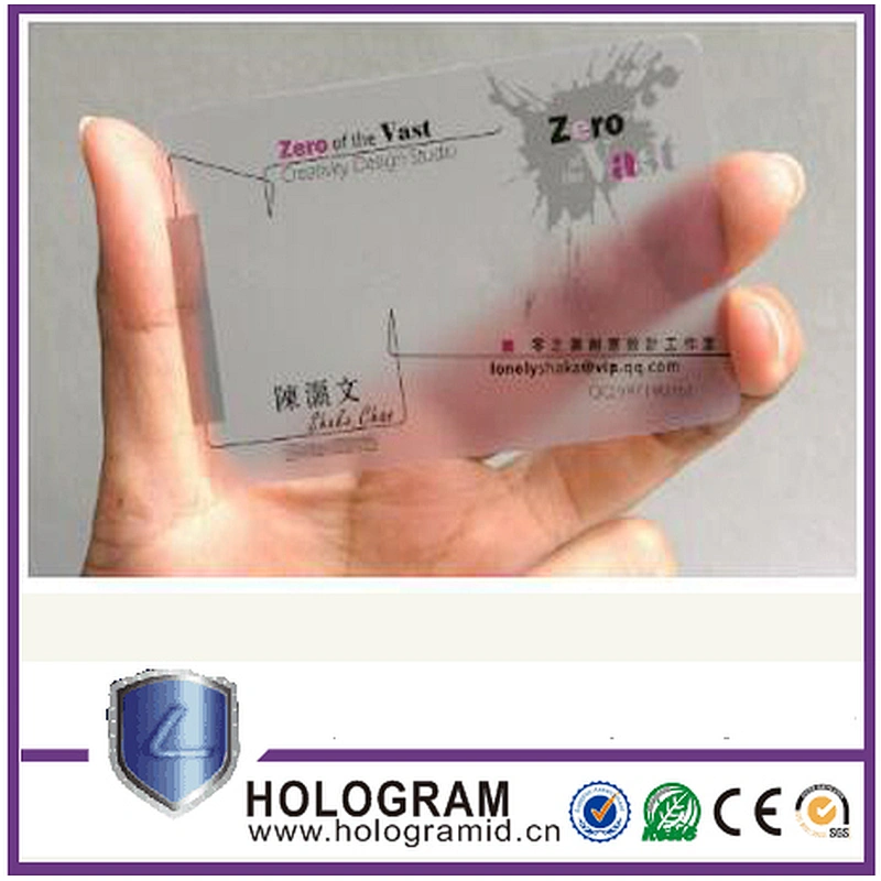2016 hot sale pvc material transparent printed plastic business card membership card