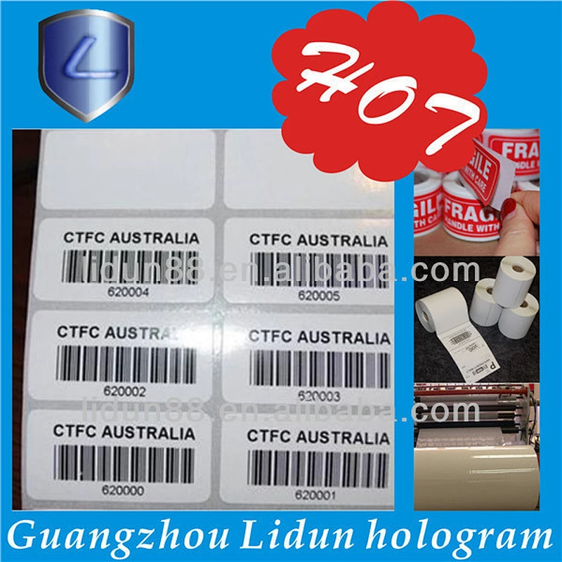 Promotional hologram barcode label, hologram serial number barcode sticker label