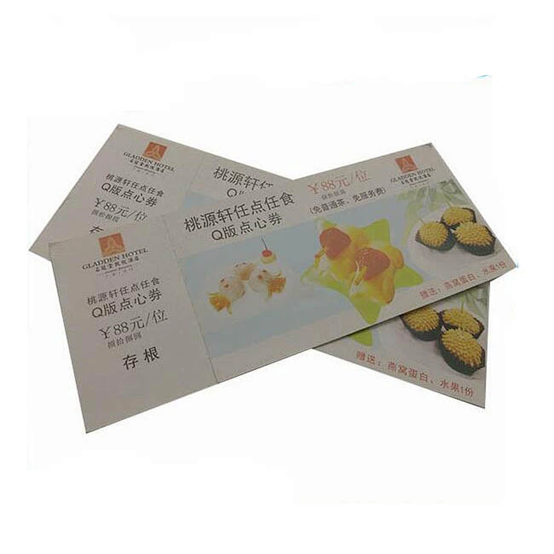 Hot Stamping Foil Gift Coupon Silver Foil Embossing Security Coupon Security paper ticket with hologram design