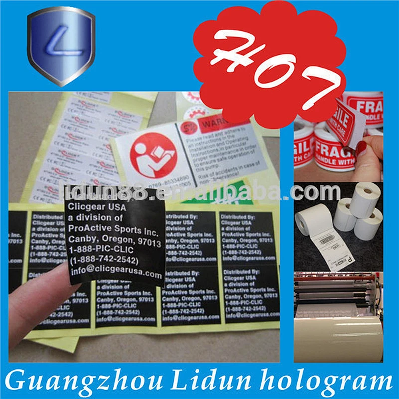 High security adhesive hologram security sequential number label