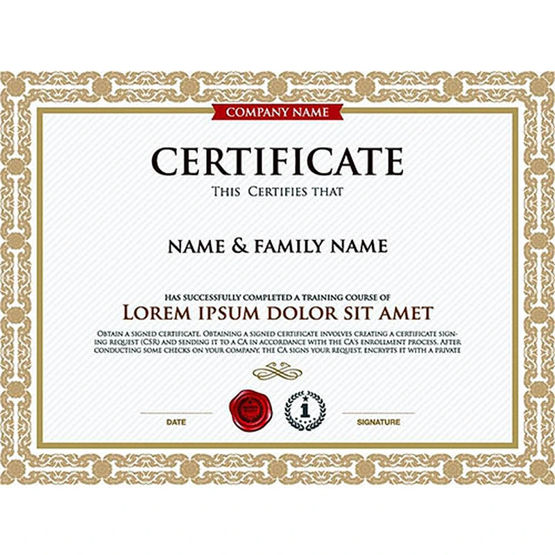 Various color print certificates for holograms and holograms are available