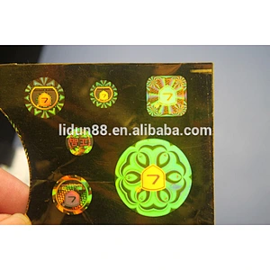 lidun factory outlet Rainbow holographic effect anti-fake golden holograms labels