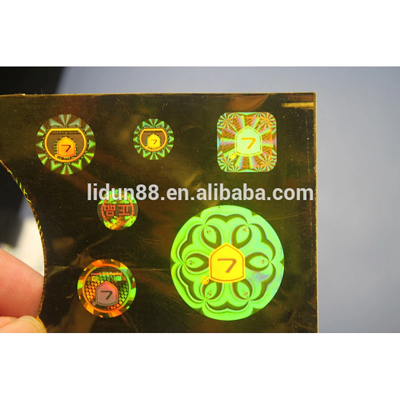 lidun factory outlet Rainbow holographic effect anti-fake golden holograms labels