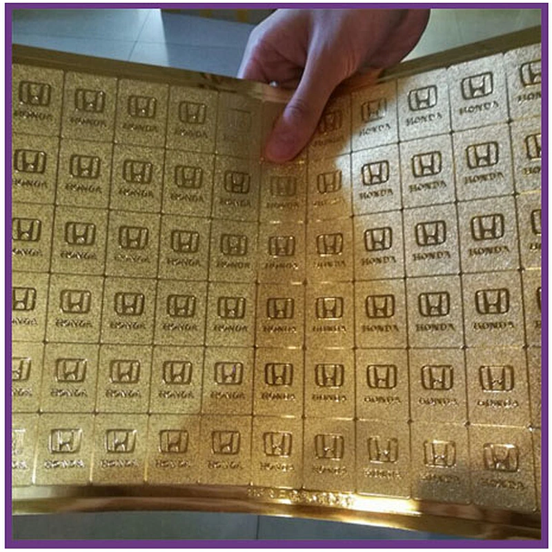 High quality hot stamping printing customized embossed golden hologram sticker label