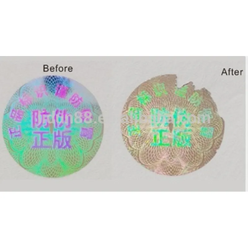 silver one time use/one-off breakable tamper labels