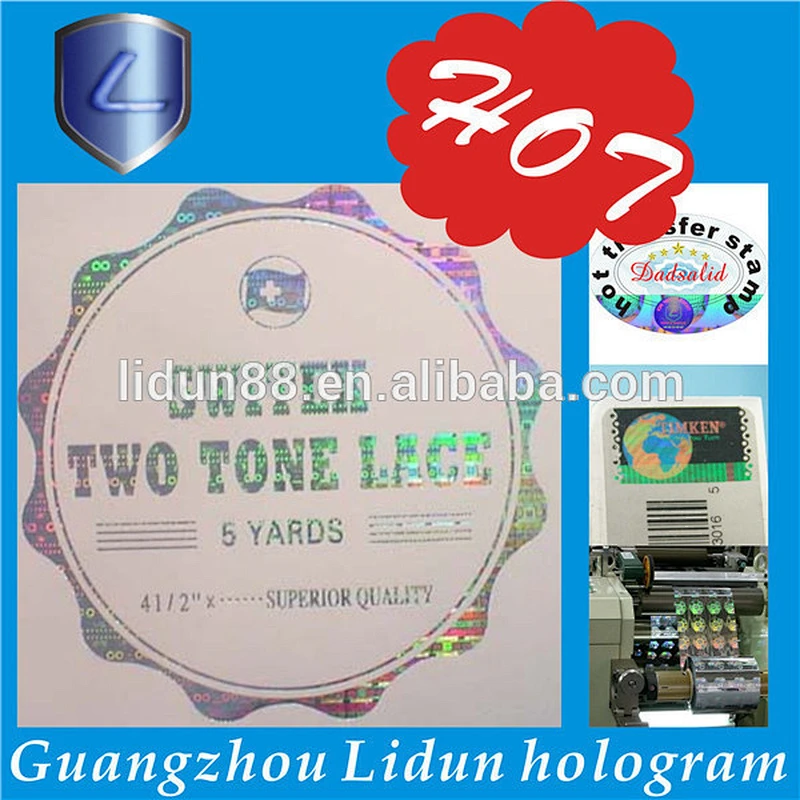 lidun factory outlet Rainbow holographic effect anti-fake golden holograms labels
