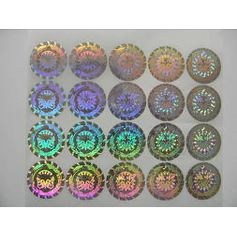 Holographic labels with barcode and running numbers