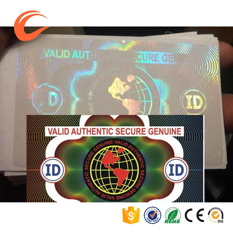 Custom Sticker Usage, and PET Material Transparent Hologram for ID Cards