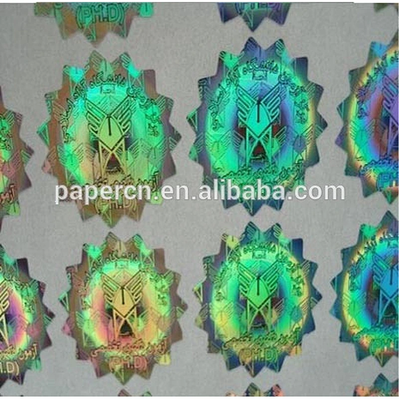 Silver color laser hologram label, 3 d holographic film pet label