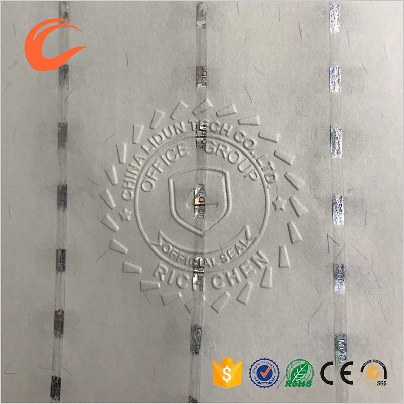 A4 Hologram Security watermark paper with uv and logo stamping