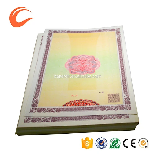Promotional A4 file paper certificate ,certificate of origin,certificate sample