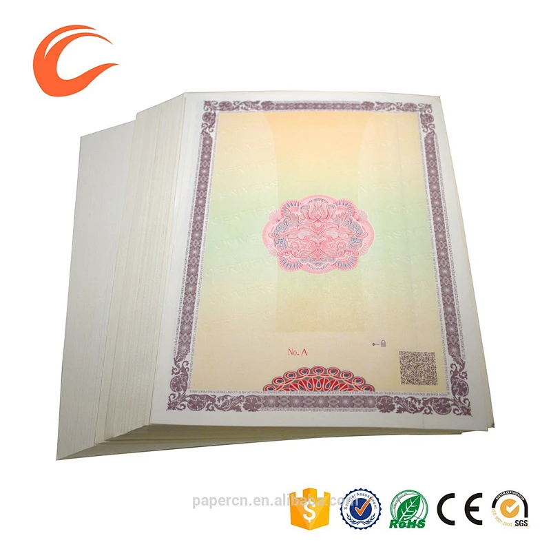 Manufacturer printed securities paper school company safety paper certificate