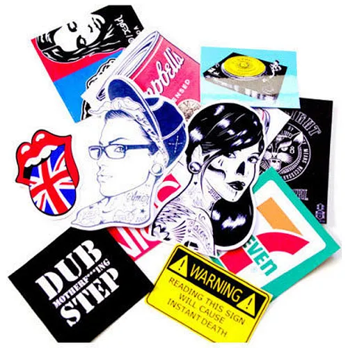 Tourist souvenir labels and metal stickers