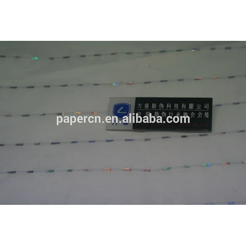 Custom Special Invisible Fiber Paper With Silver Security Thread
