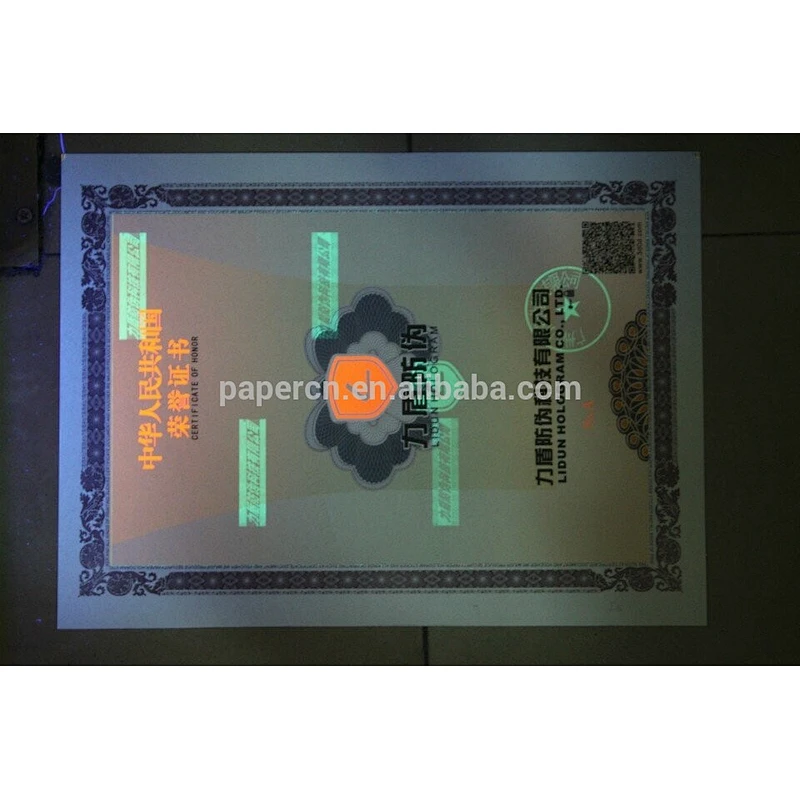Waterproof offset printing paper certificate with anti-counterfeiting diploma certificate